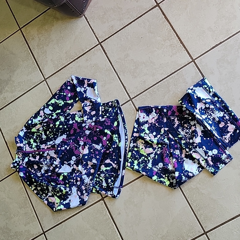 Colorful capris yoga pants jogging set workout outfit
